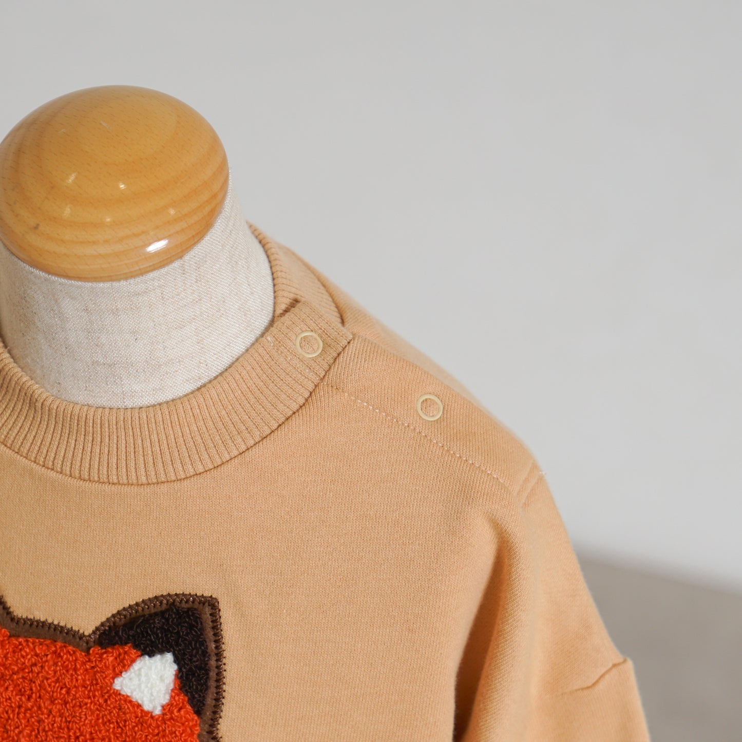 きつねワッペン裏毛トレーナー ライトオレンジ 80・90・100・110cm