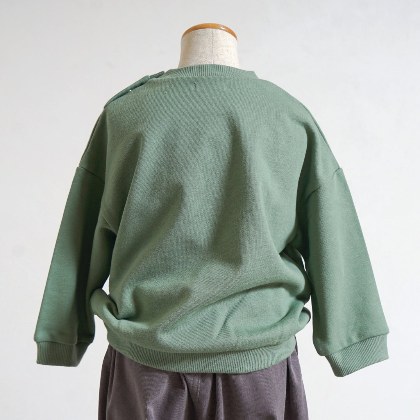 きつねワッペン裏毛トレーナー モスグリーン 80・90・100・110cm