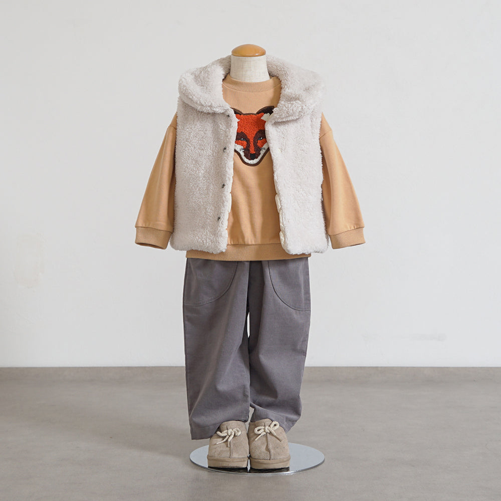 リバーシブルぽこぽこベスト アイボリー 70-90cm・90-110cm