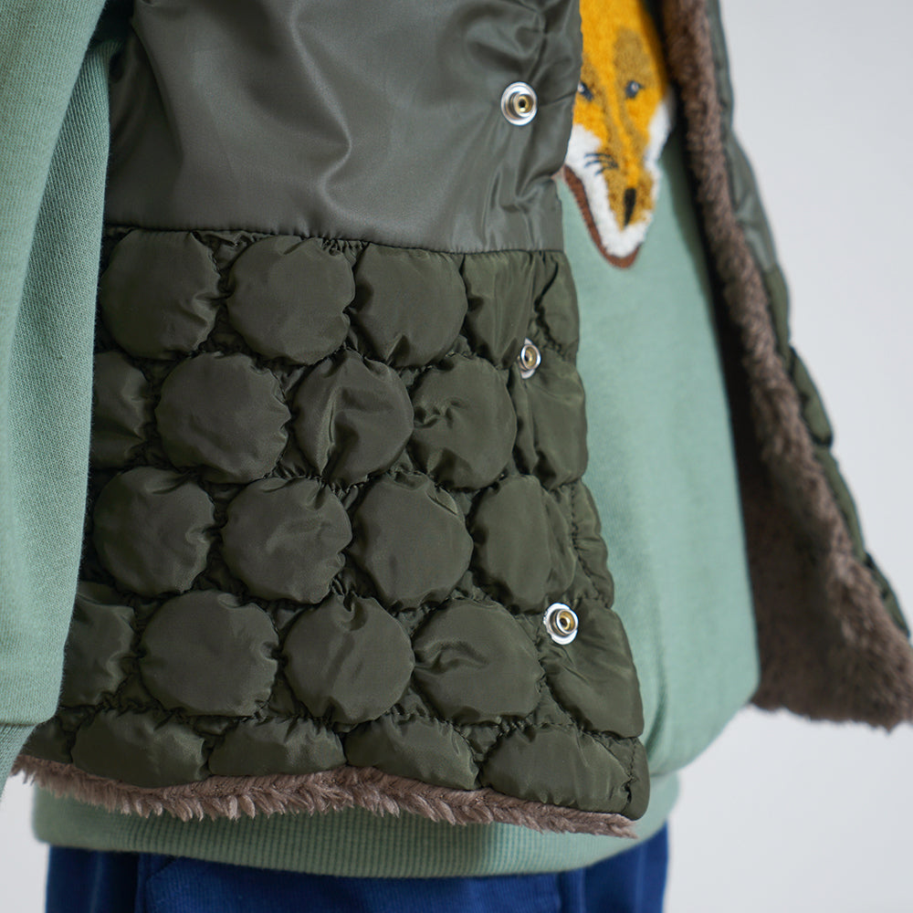 リバーシブルぽこぽこベスト カーキ 70-90cm・90-110cm