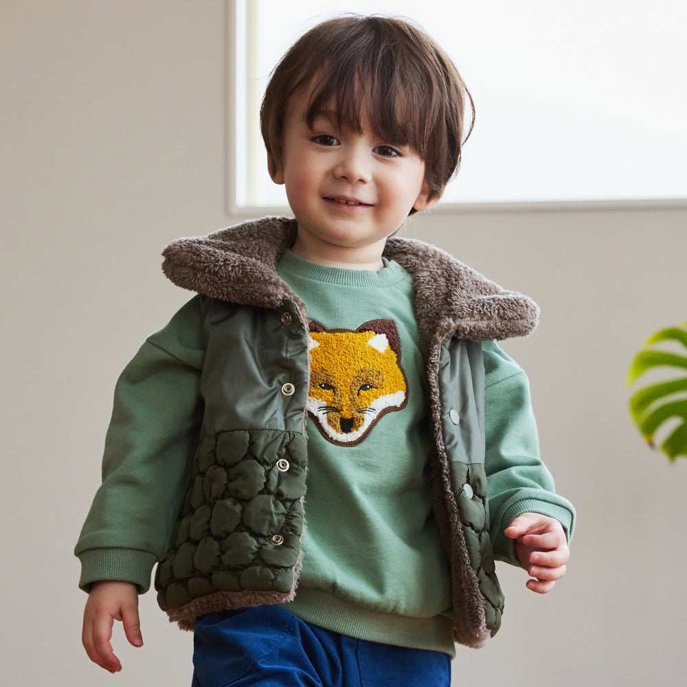 リバーシブルぽこぽこベスト アイボリー 70-90cm・90-110cm