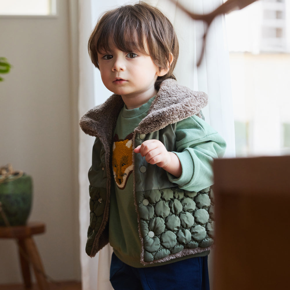 リバーシブルぽこぽこベスト アイボリー 70-90cm・90-110cm