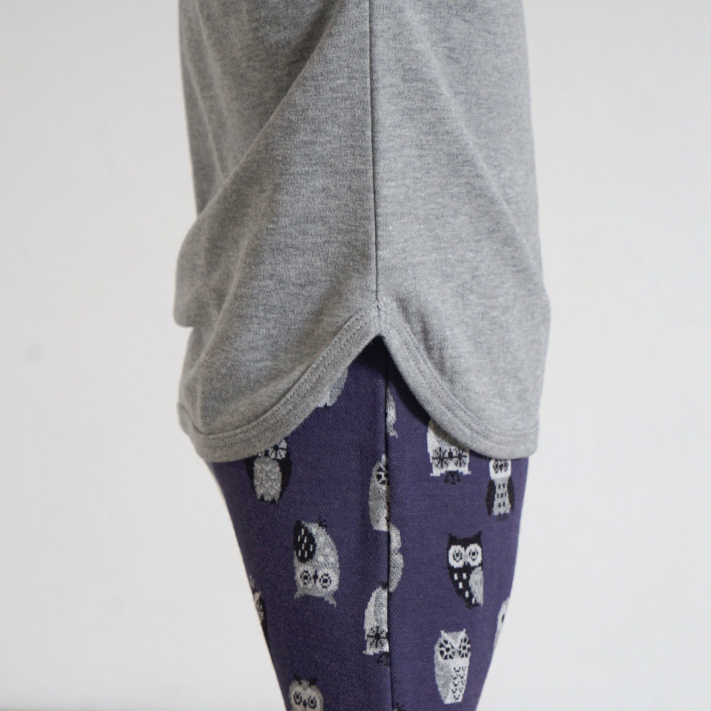 フクロウ肘パッチ長袖Tシャツ グレー 80・90・100・110cm