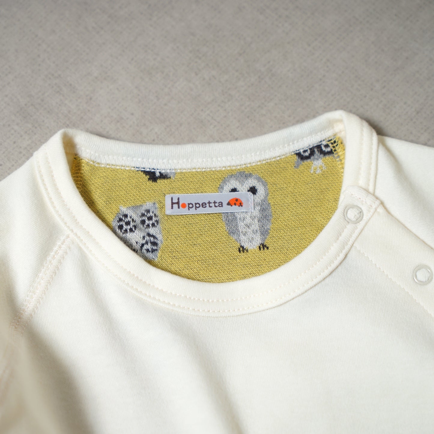 フクロウ肘パッチ長袖Tシャツ アイボリー 80・90・100・110cm