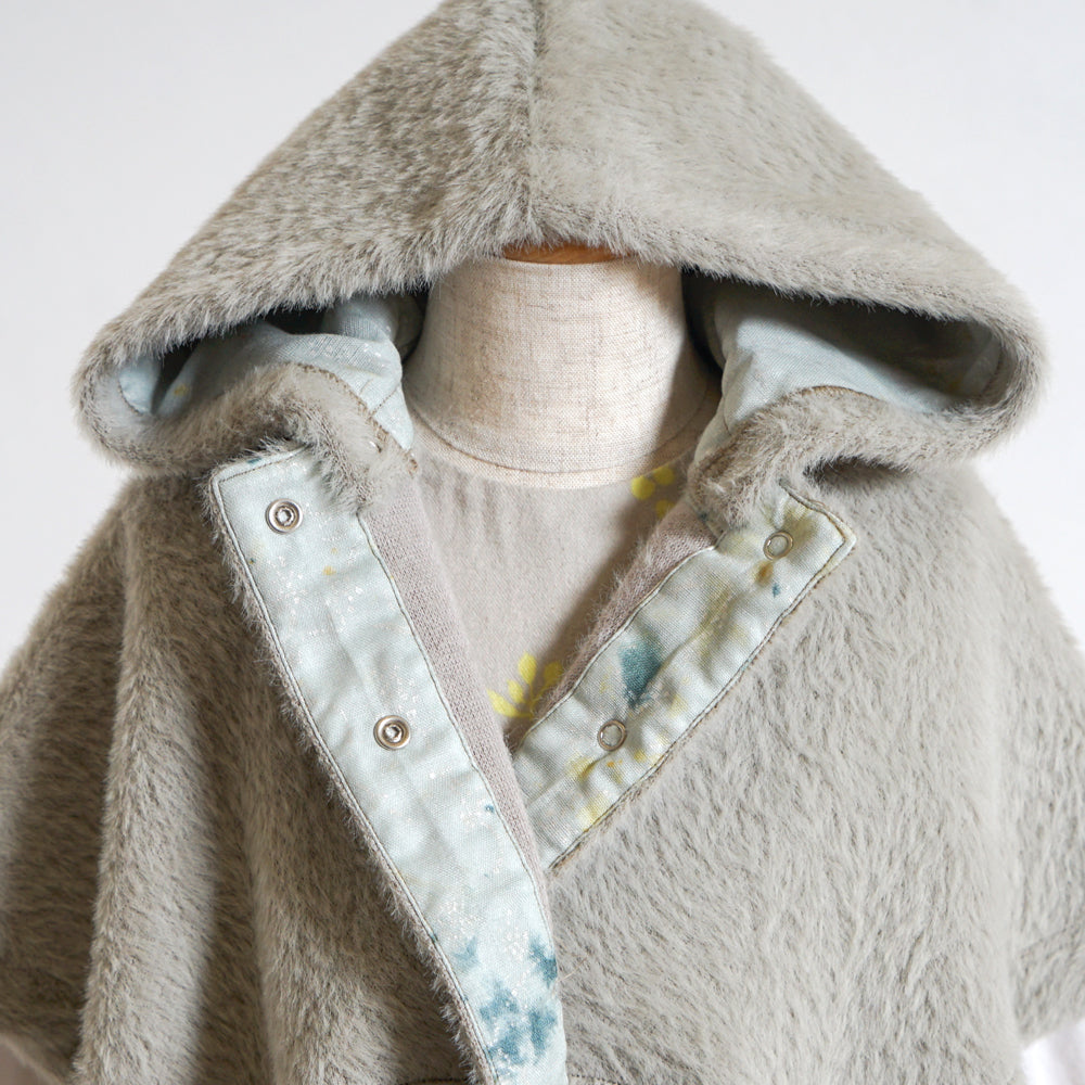 シャギーニットケープ モスグリーン 新生児-100cm