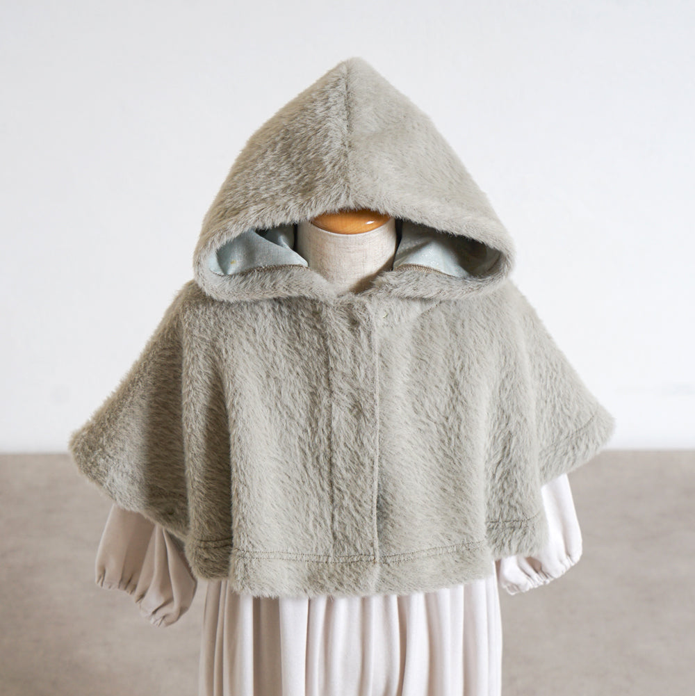 シャギーニットケープ モスグリーン 新生児-100cm