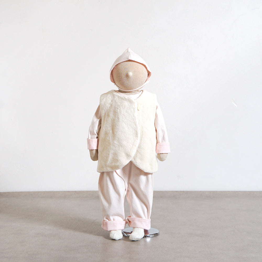 オーガニックコットンリバーシブルファーベスト キナリ 新生児-90cm頃まで