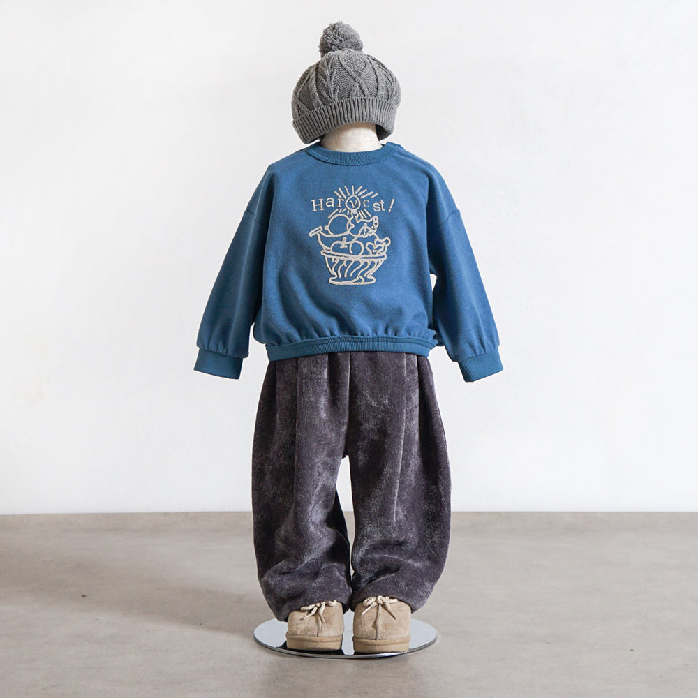 HarvestフロッキープリントTOPS ブルー 80・90・100cm