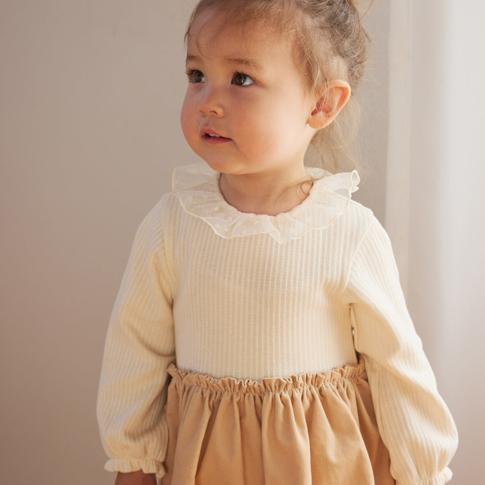 DOTフリルカラーボディオール ベージュ 70・80cm