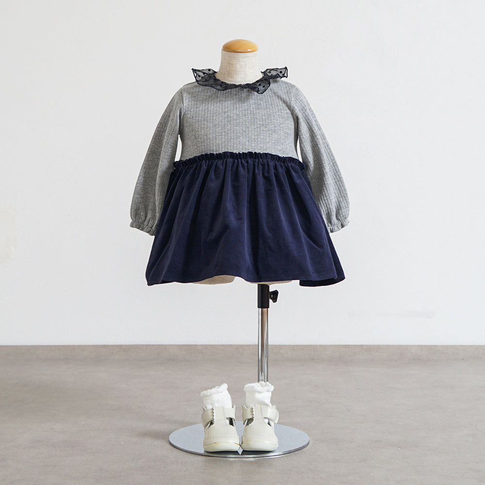 DOTフリルカラーボディオール ネイビー 70・80cm