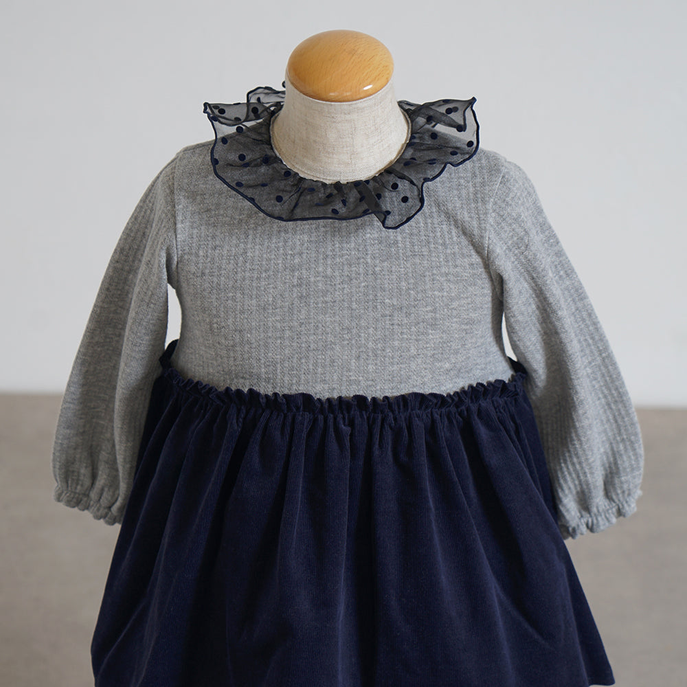 DOTフリルカラーボディオール ネイビー 70・80cm