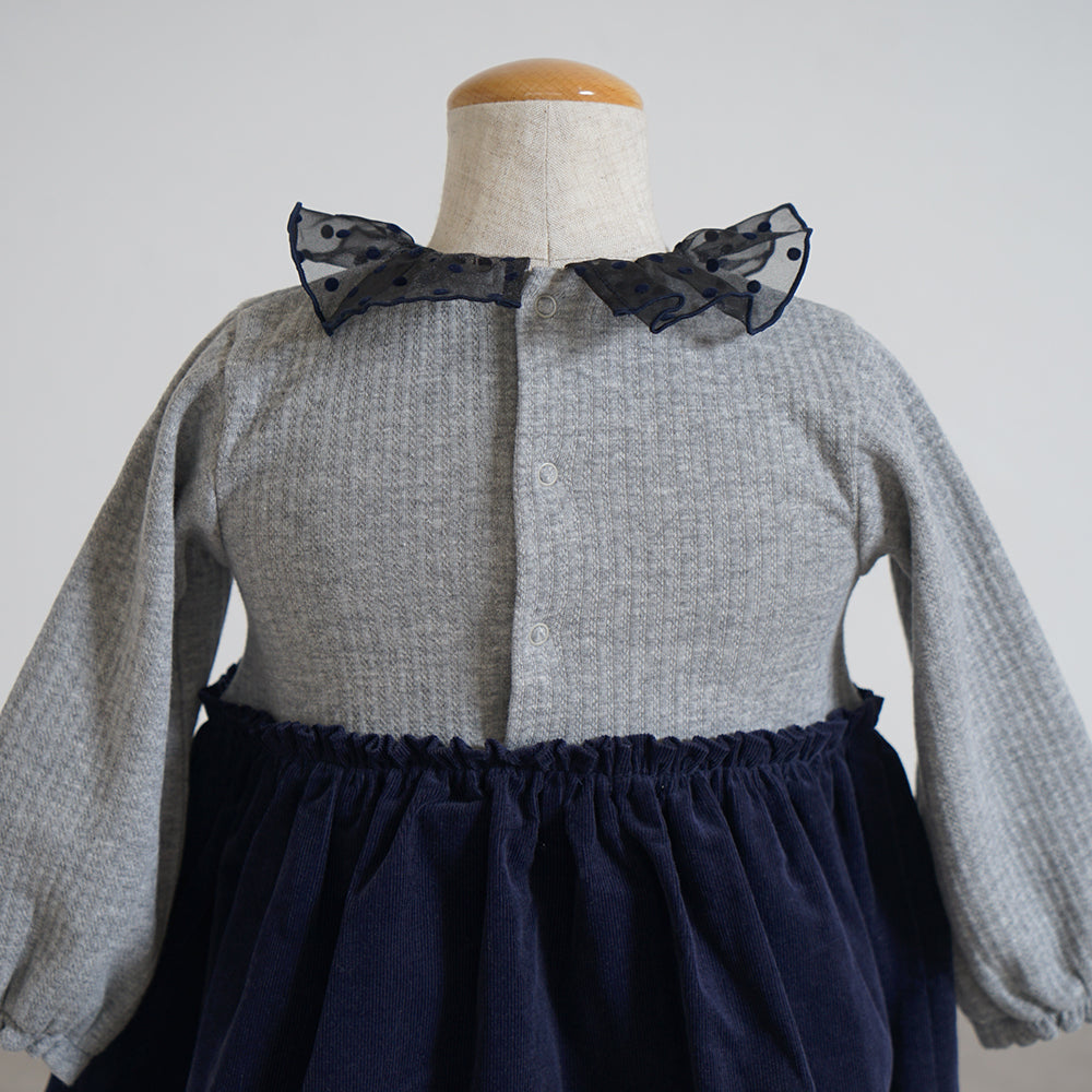 DOTフリルカラーボディオール ネイビー 70・80cm