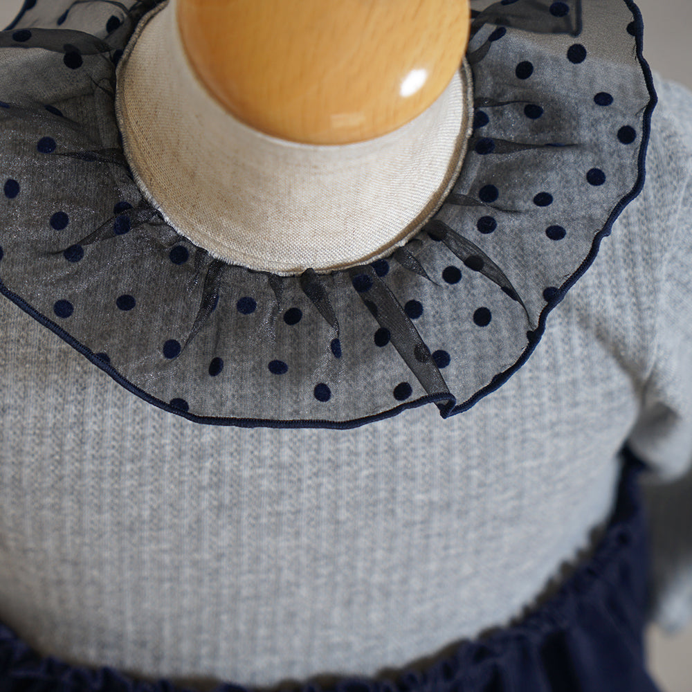 DOTフリルカラーボディオール ネイビー 70・80cm