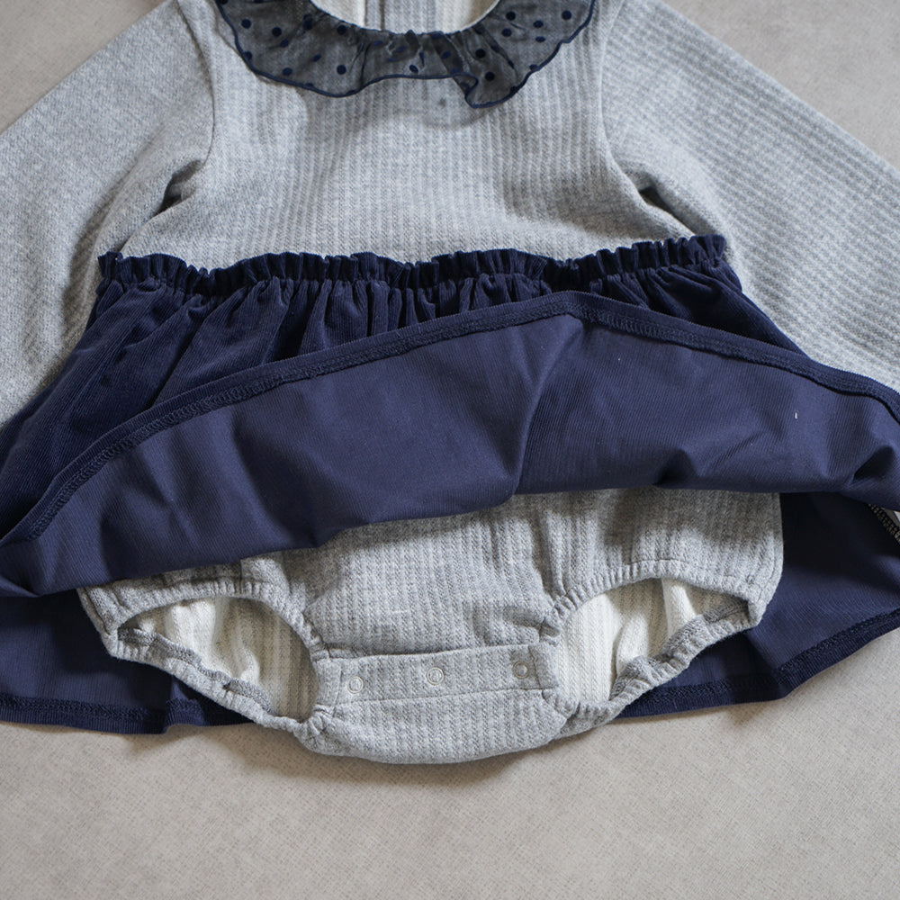 DOTフリルカラーボディオール ネイビー 70・80cm