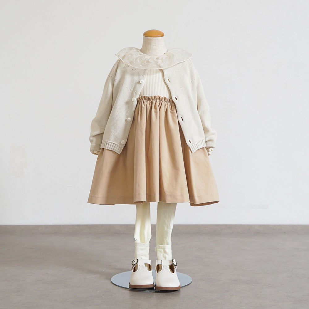 DOTフリルカラーワンピース ベージュ 80・90・100cm