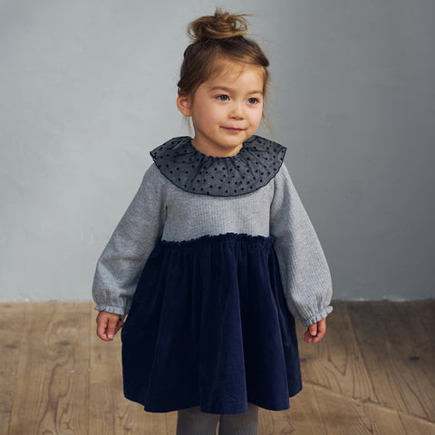 【familiar】ワンピース花刺繍　ネイビー 100 90 フラワー刺繍ワンピース （ロング・マキシ丈ワンピース）｜ANY