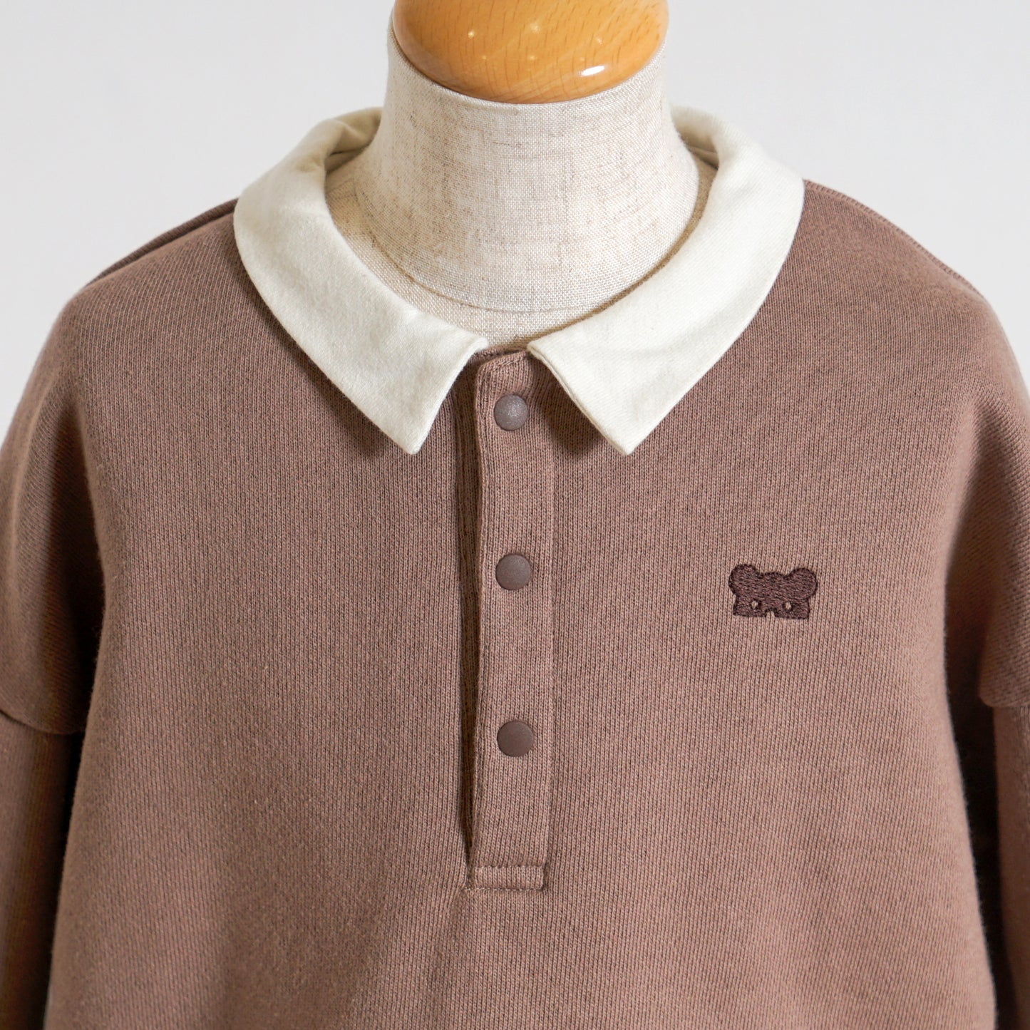 ベアマスクレイヤード襟トップス モカ 80・90・100cm