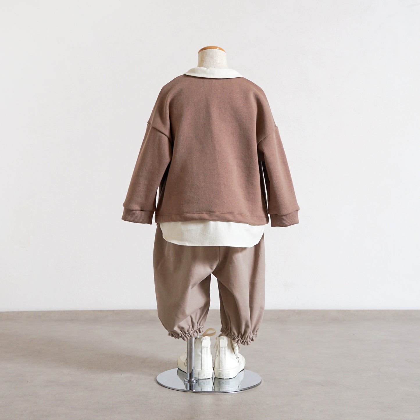 ベアマスクレイヤード襟トップス モカ 80・90・100cm