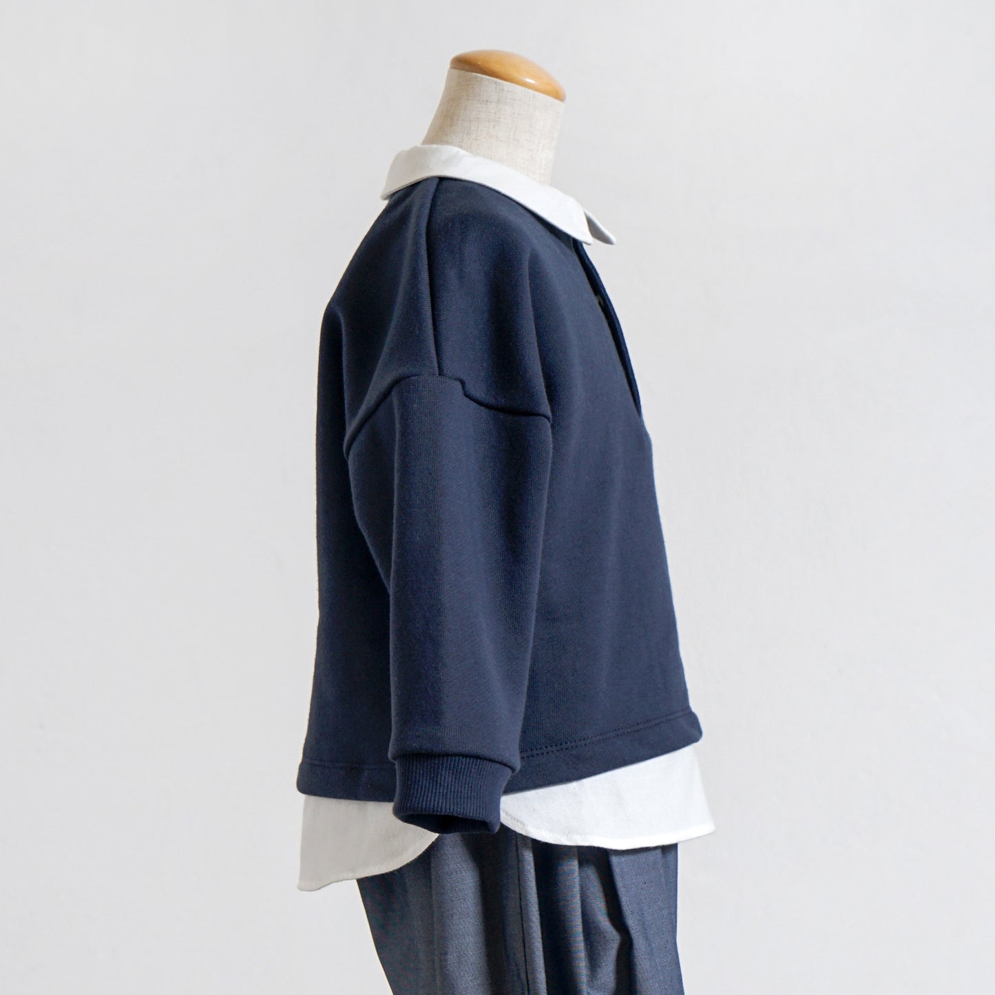 ベアマスクレイヤード襟トップス ネイビー 80・90・100cm