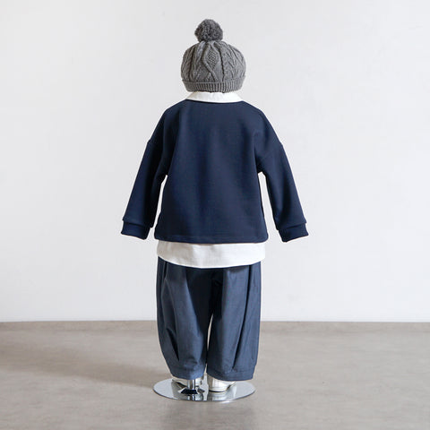 ベアマスクレイヤード襟トップス ネイビー 80・90・100cm