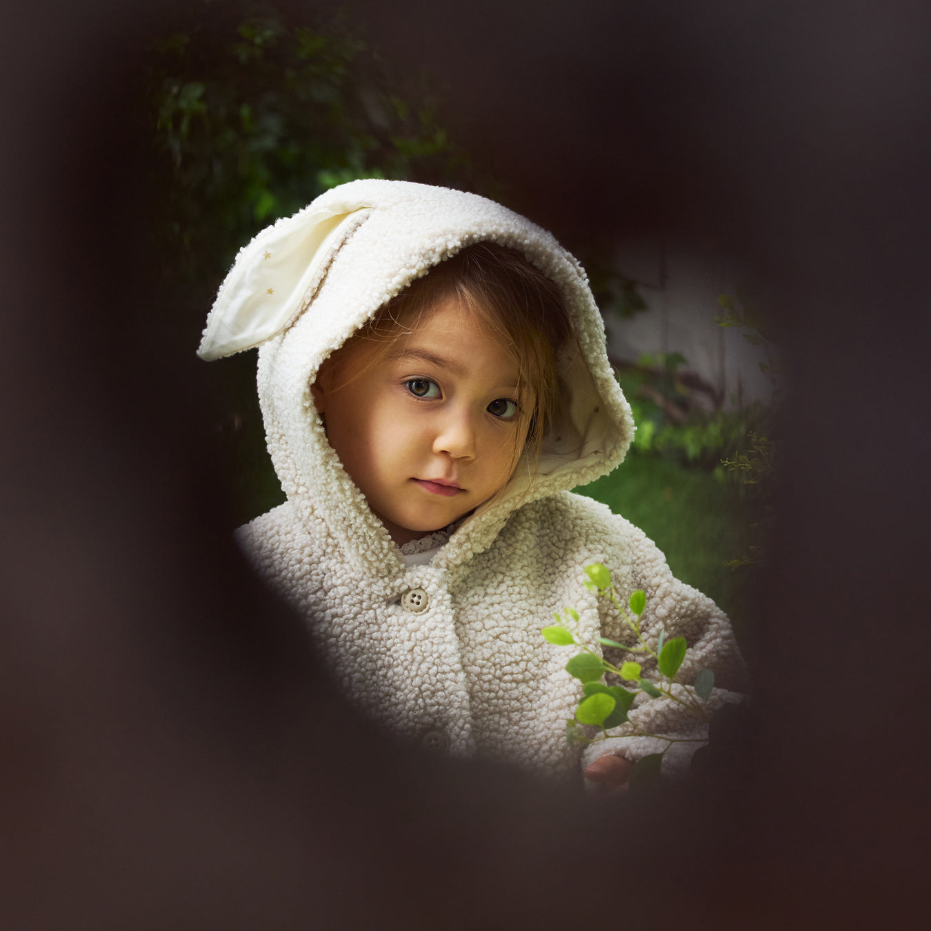 ボアうさぎ耳コート アイボリー 70-80・80-90・90-100・100-110cm