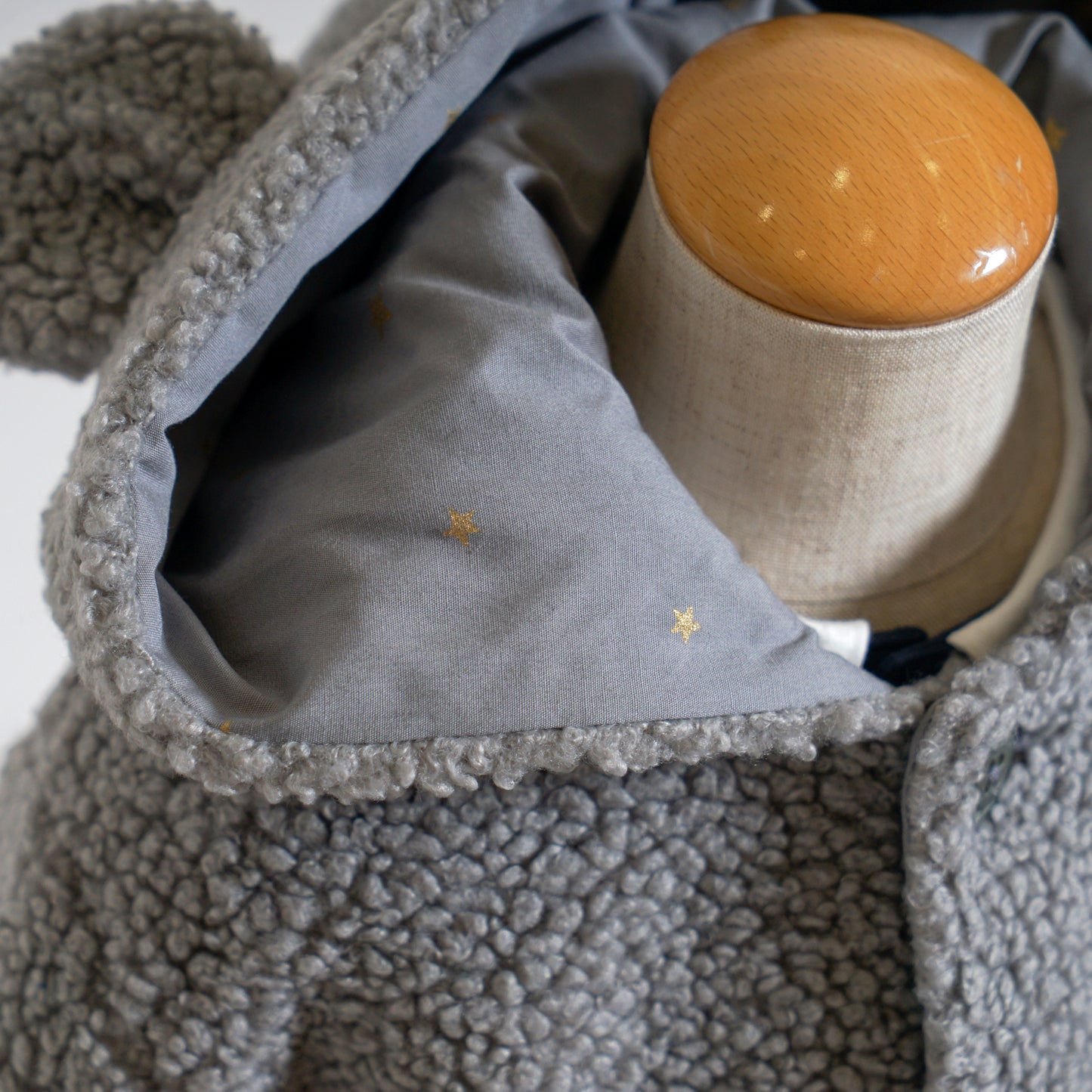 ボアくま耳コート グレー 70-80・80-90・90-100・100-110cm