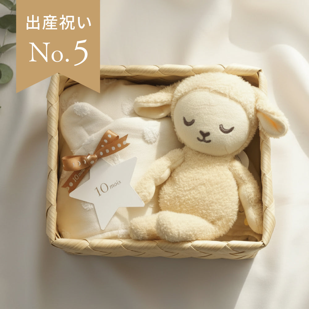 かごギフト バスポンチョとぬいぐるみセット mois / 出産祝い