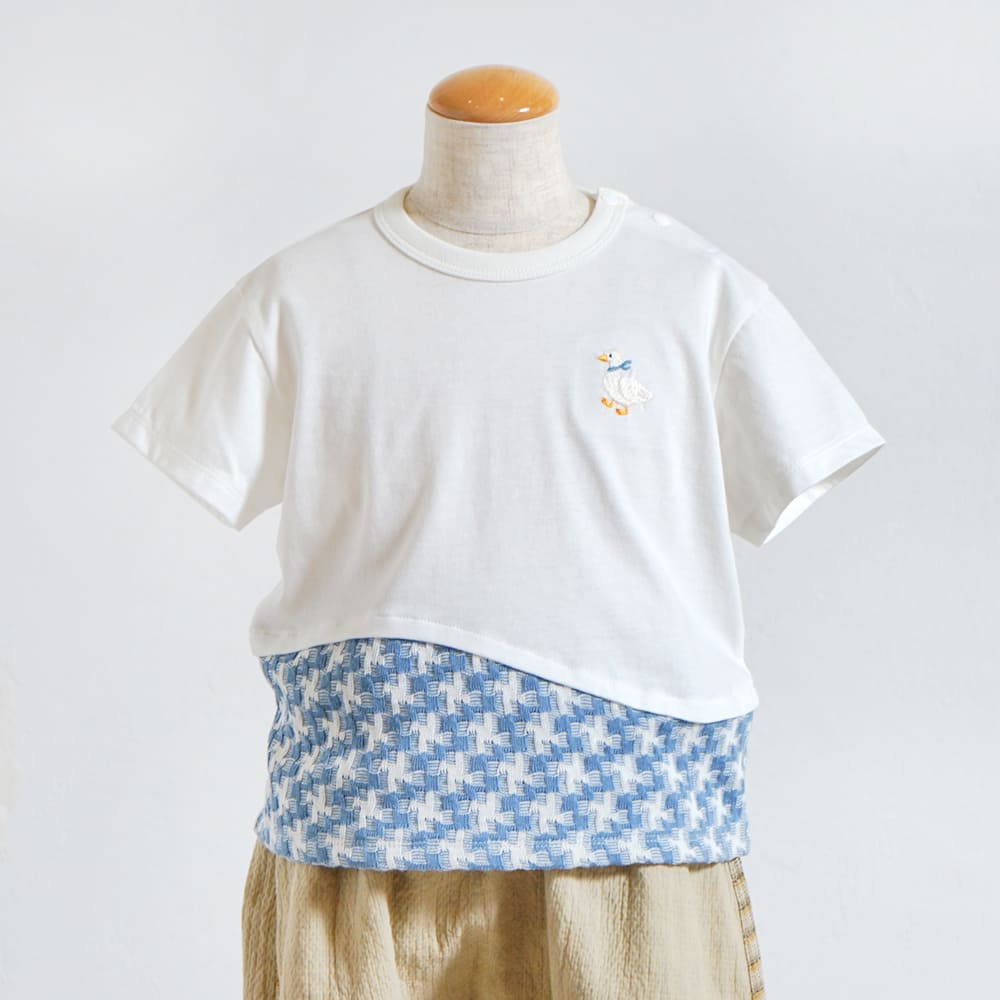 アヒル刺繍Tシャツ ライトブルー 80・90・100・110cm
