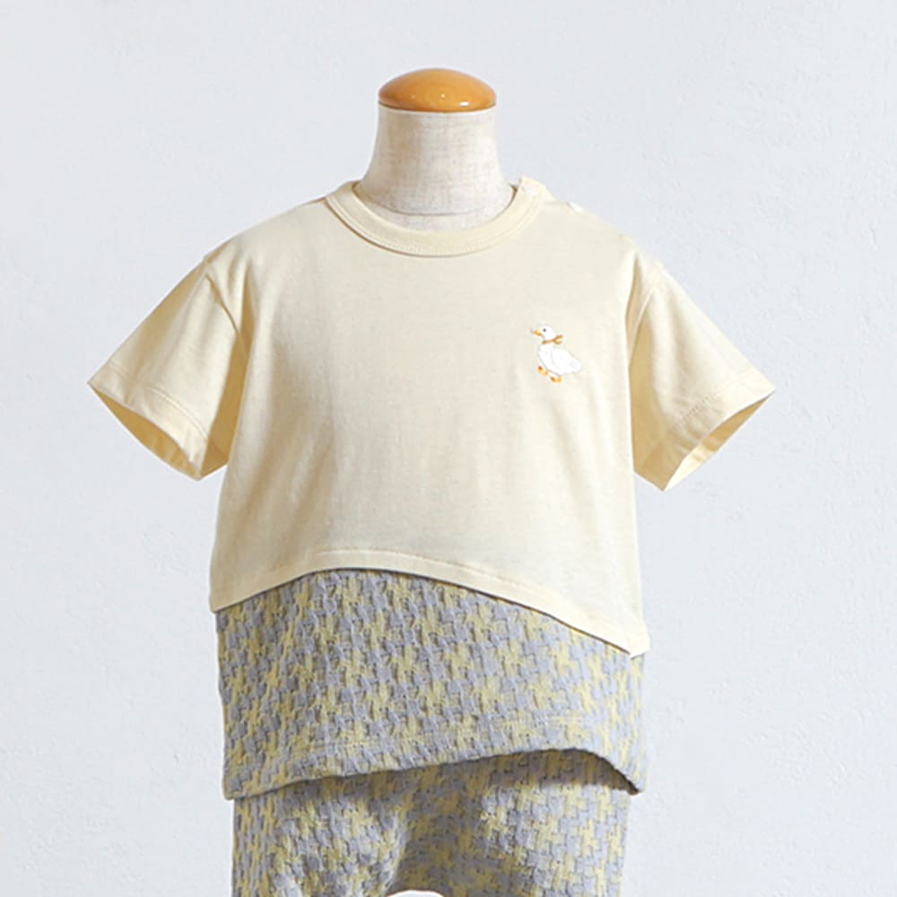 アヒル刺繍Tシャツ イエロー 80・90・100・110cm