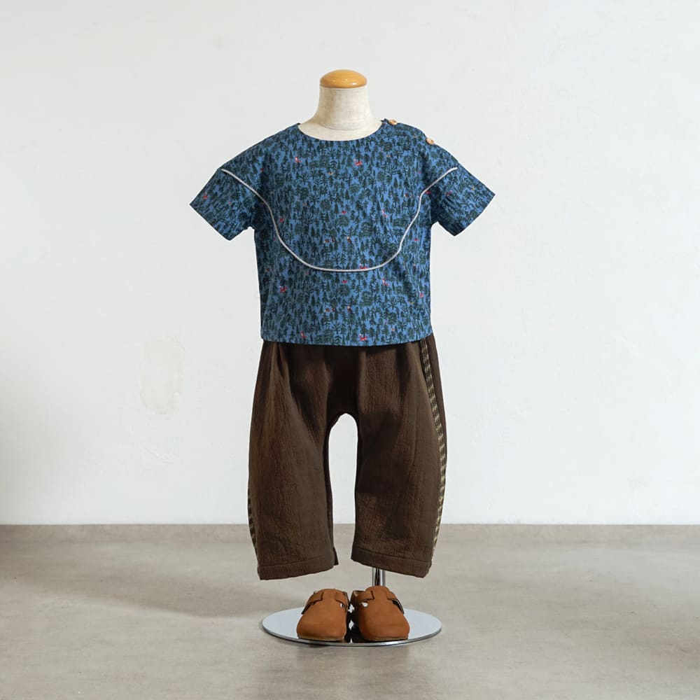 forestヨークブラウス ブルー 80・90・100・110cm