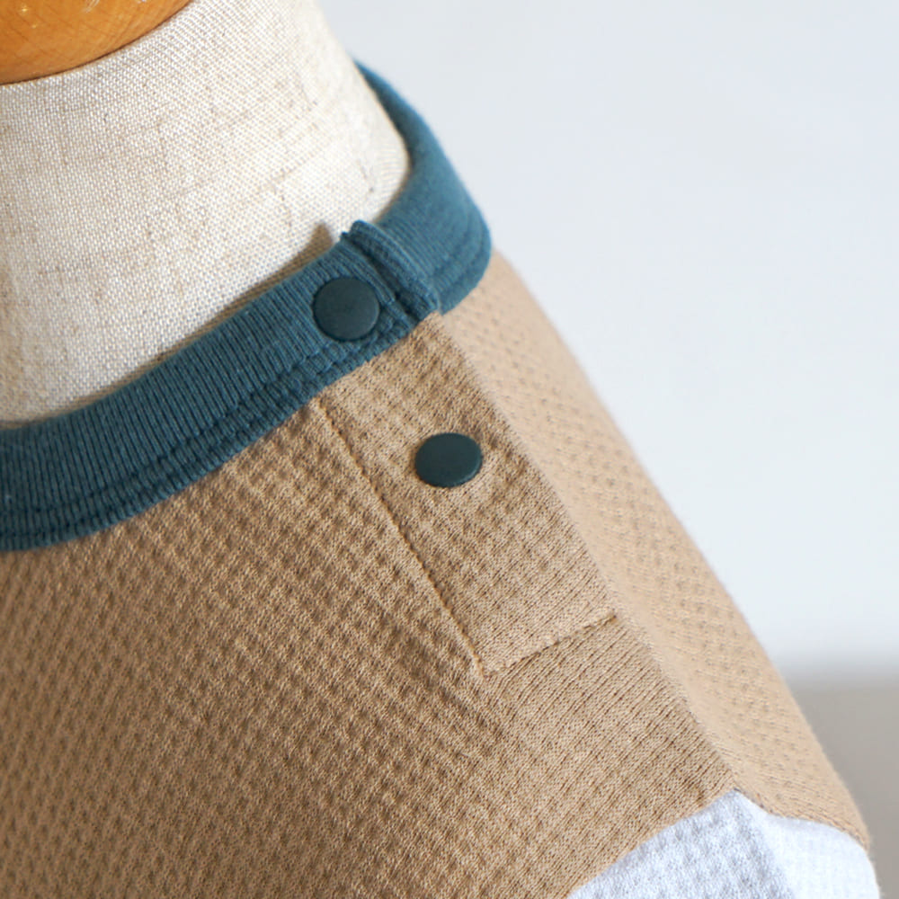 きつねワッフル配色Tシャツ ブラウン 80・90・100cm