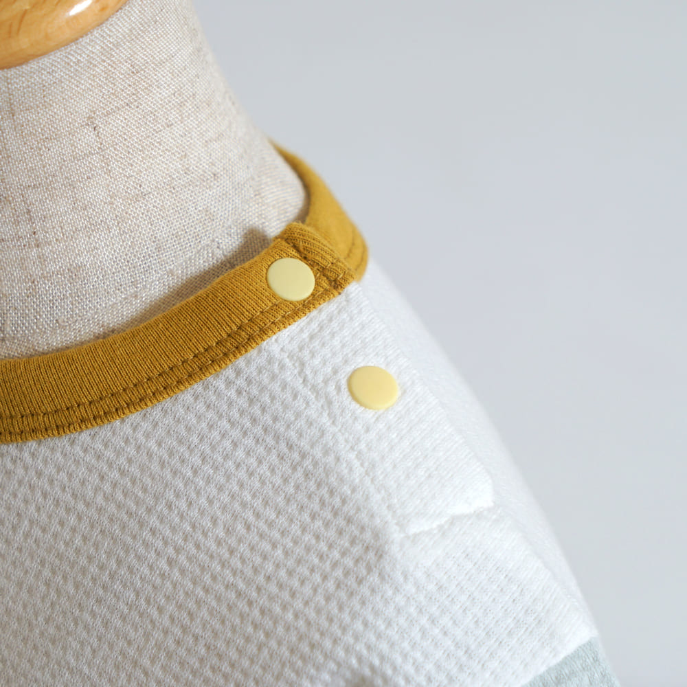 きつねワッフル配色Tシャツ ホワイト 80・90・100cm