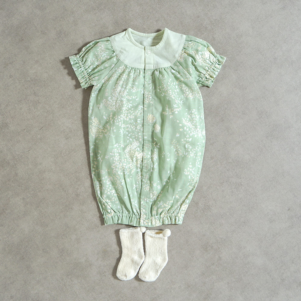 パフスリーブ2wayドレス グリーン 50-70cm