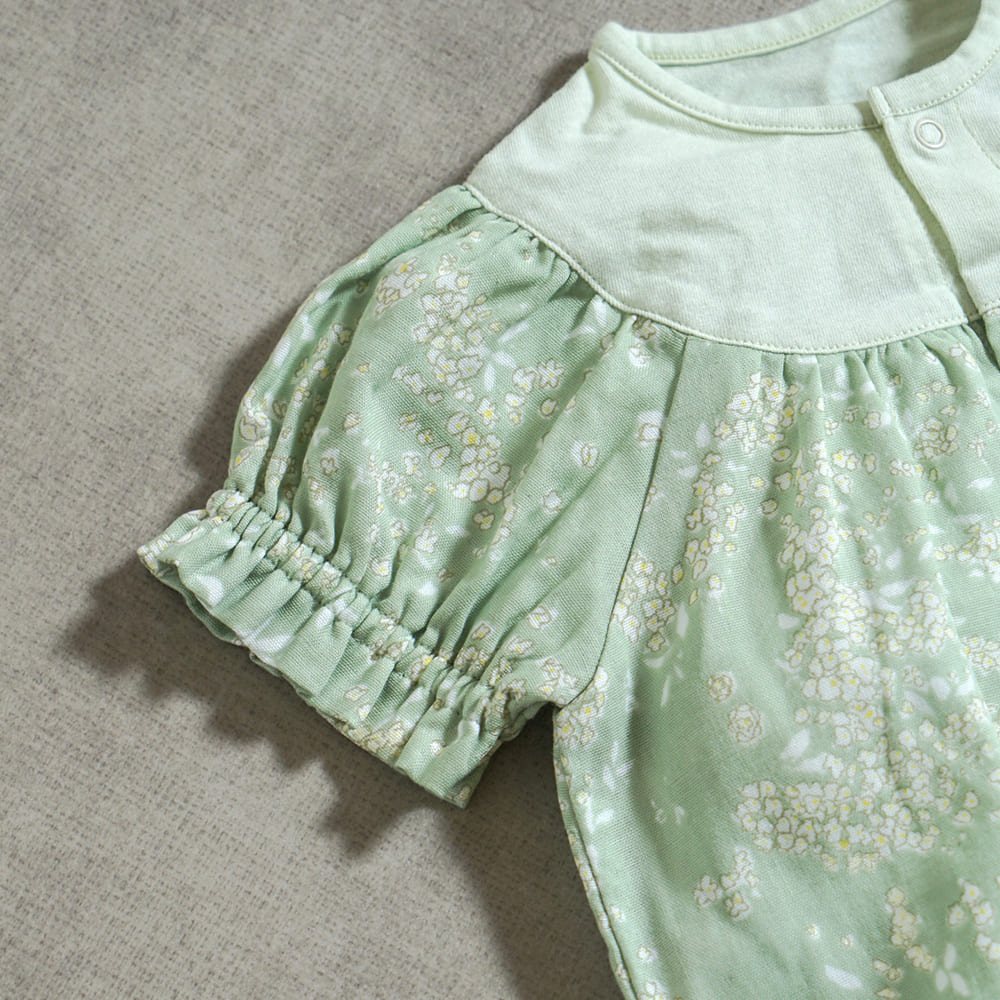 パフスリーブ2wayドレス グリーン 50-70cm