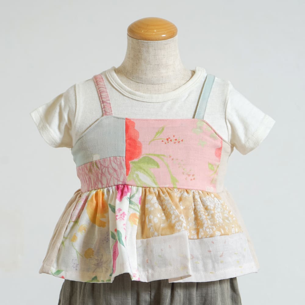 パッチワークキャミソール ピンク 80-90・90-100cm