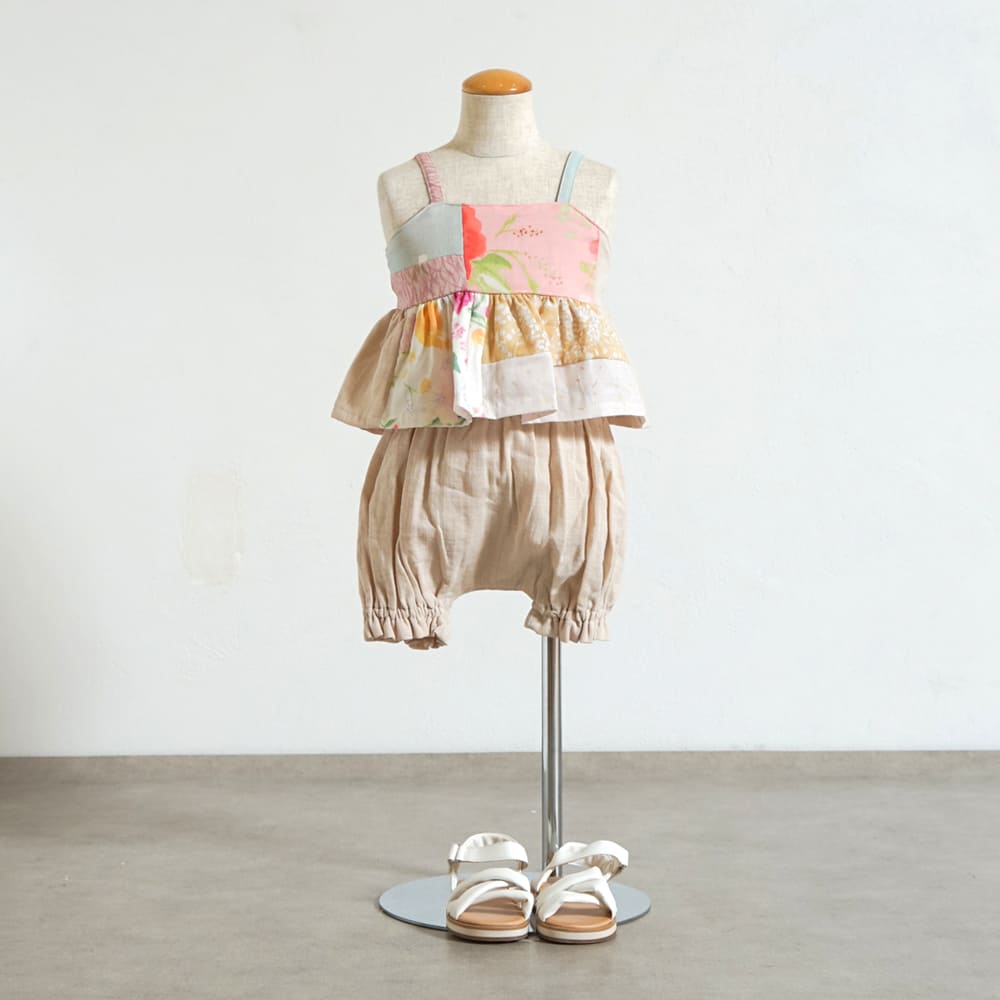 パッチワークキャミソール ピンク 80-90・90-100cm