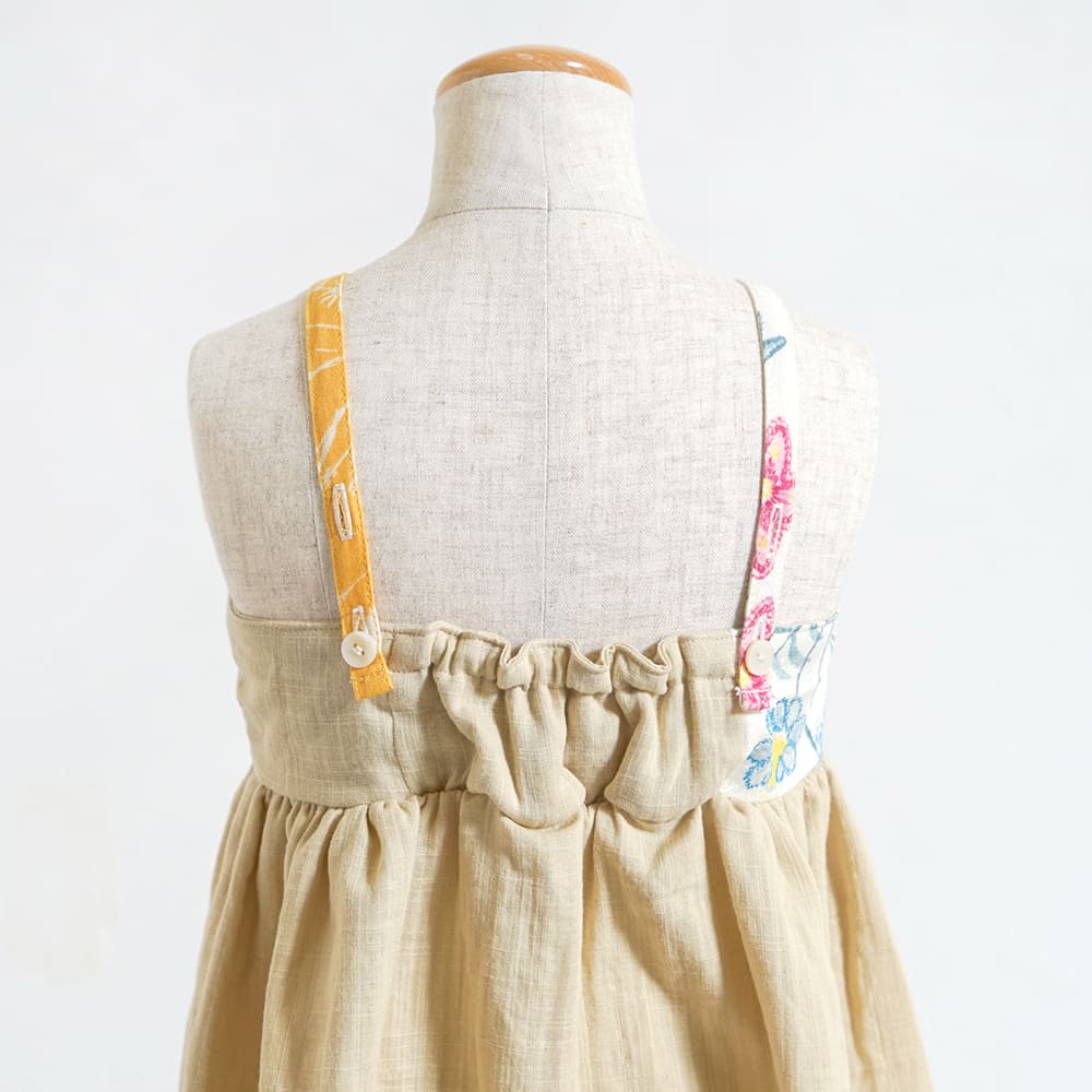 パッチワークワンピース ベージュ 70-80・80-90・90-100cm