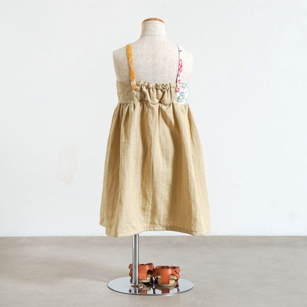 パッチワークワンピース ベージュ 70-80・80-90・90-100cm