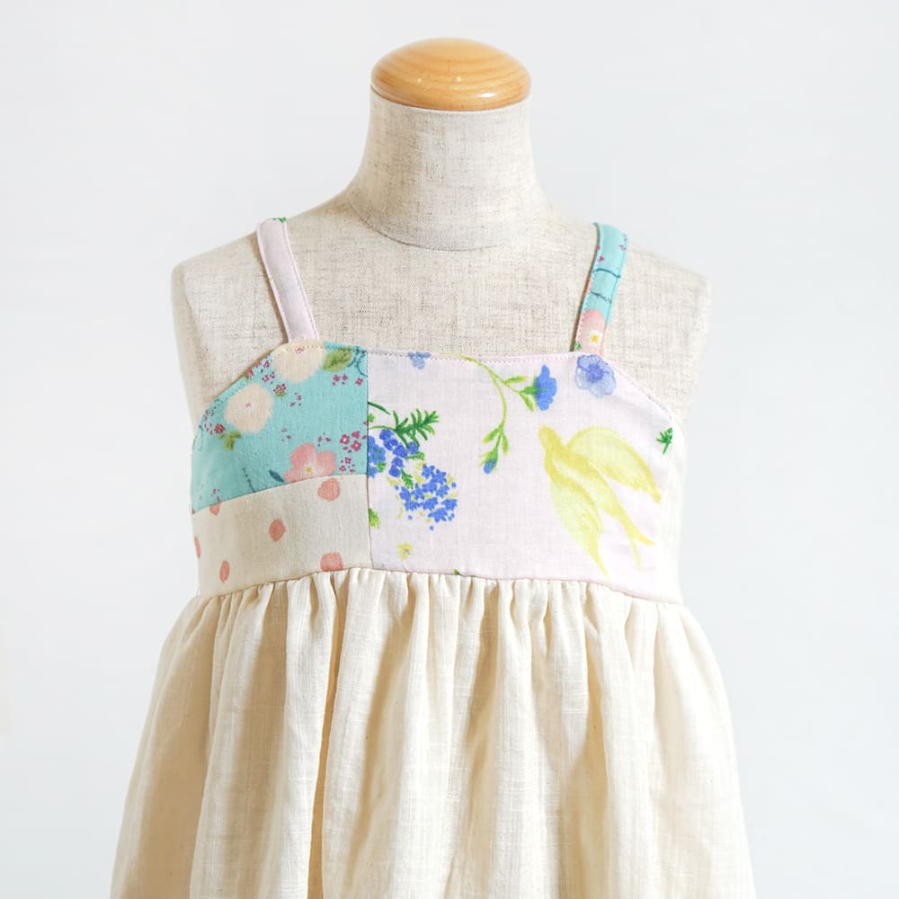 パッチワークワンピース キナリ 70-80・80-90・90-100cm