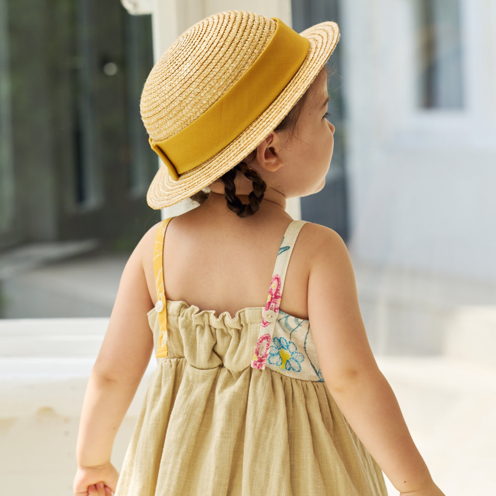 パッチワークワンピース ベージュ 70-80・80-90・90-100cm