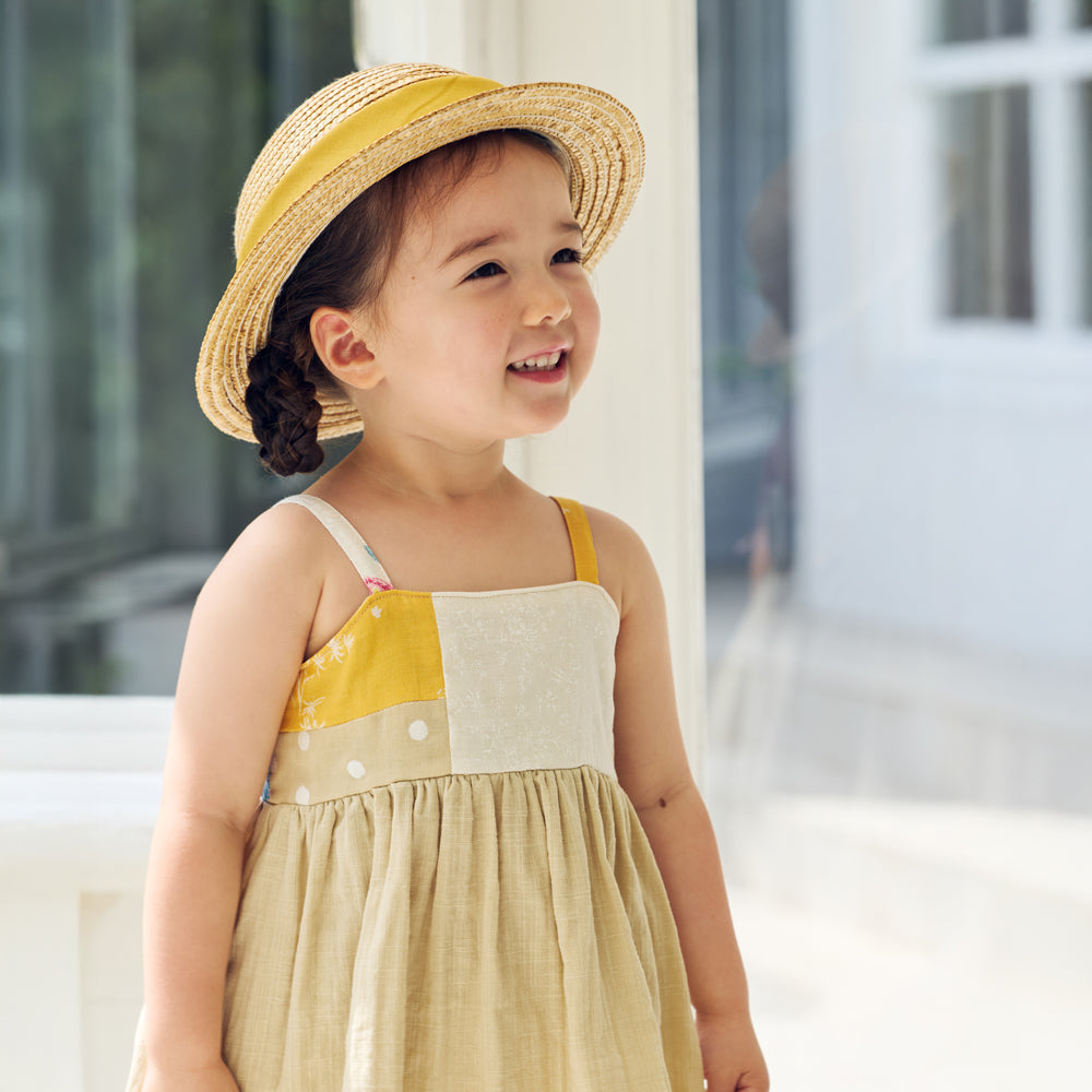 パッチワークワンピース ベージュ 70-80・80-90・90-100cm