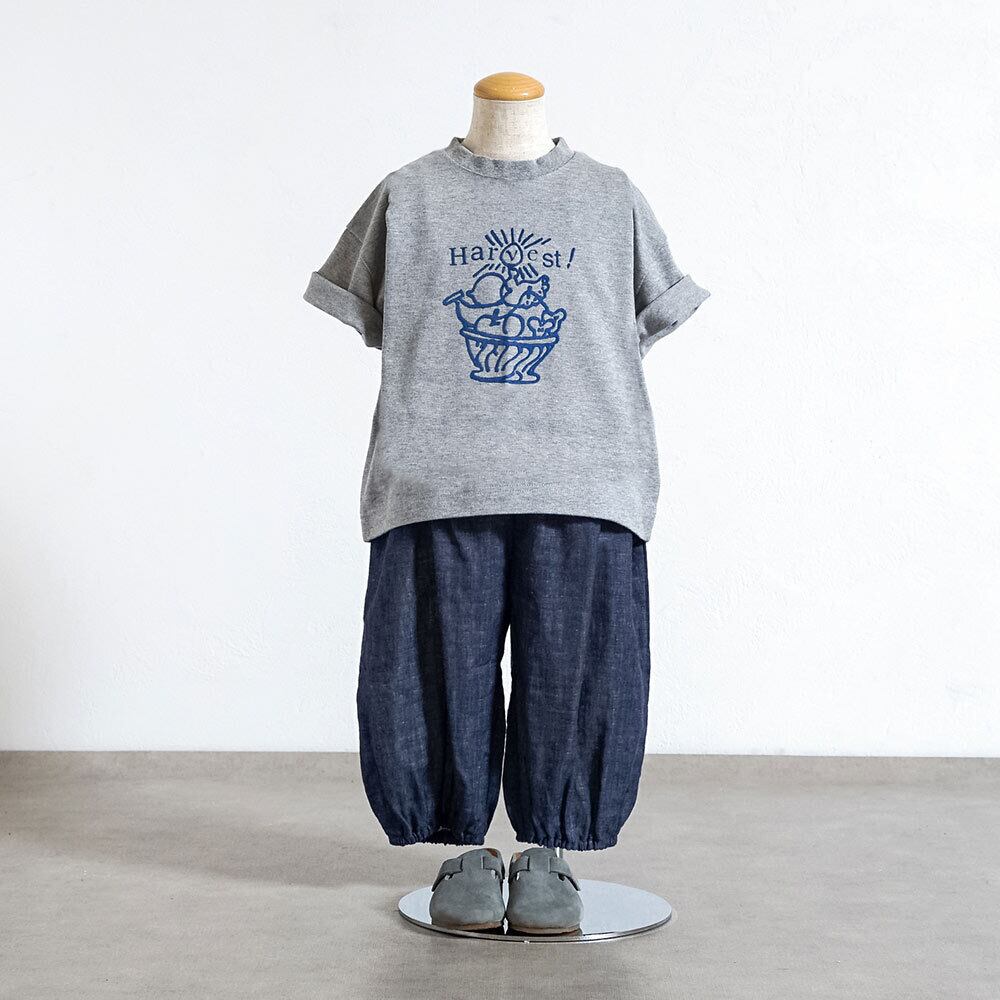 HarvestプリントTシャツ 杢グレー80・90・100cm