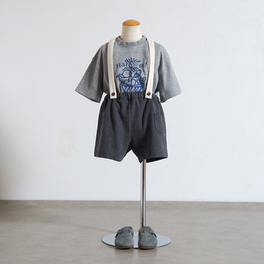 HarvestプリントTシャツ 杢グレー80・90・100cm