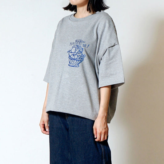 HarvestプリントTシャツ 杢グレー F / 大人服