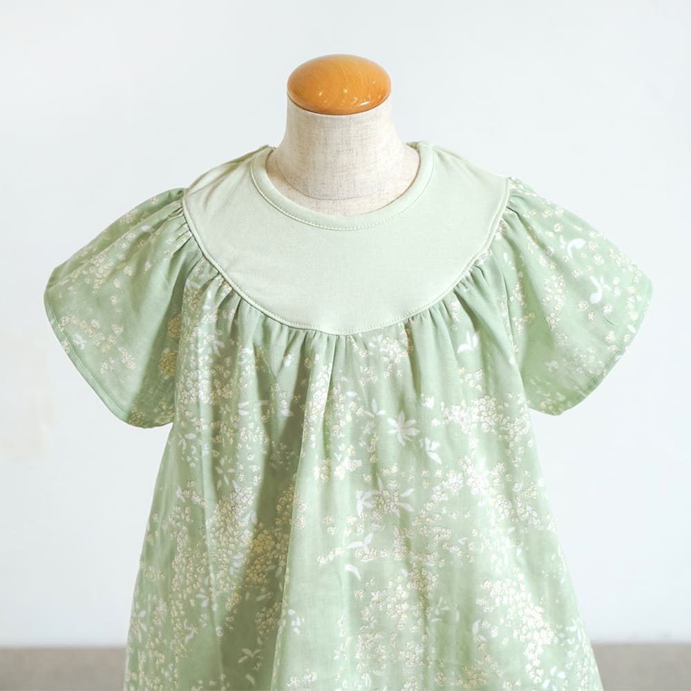 フレアスリーブワンピース グリーン 80・90・100cm