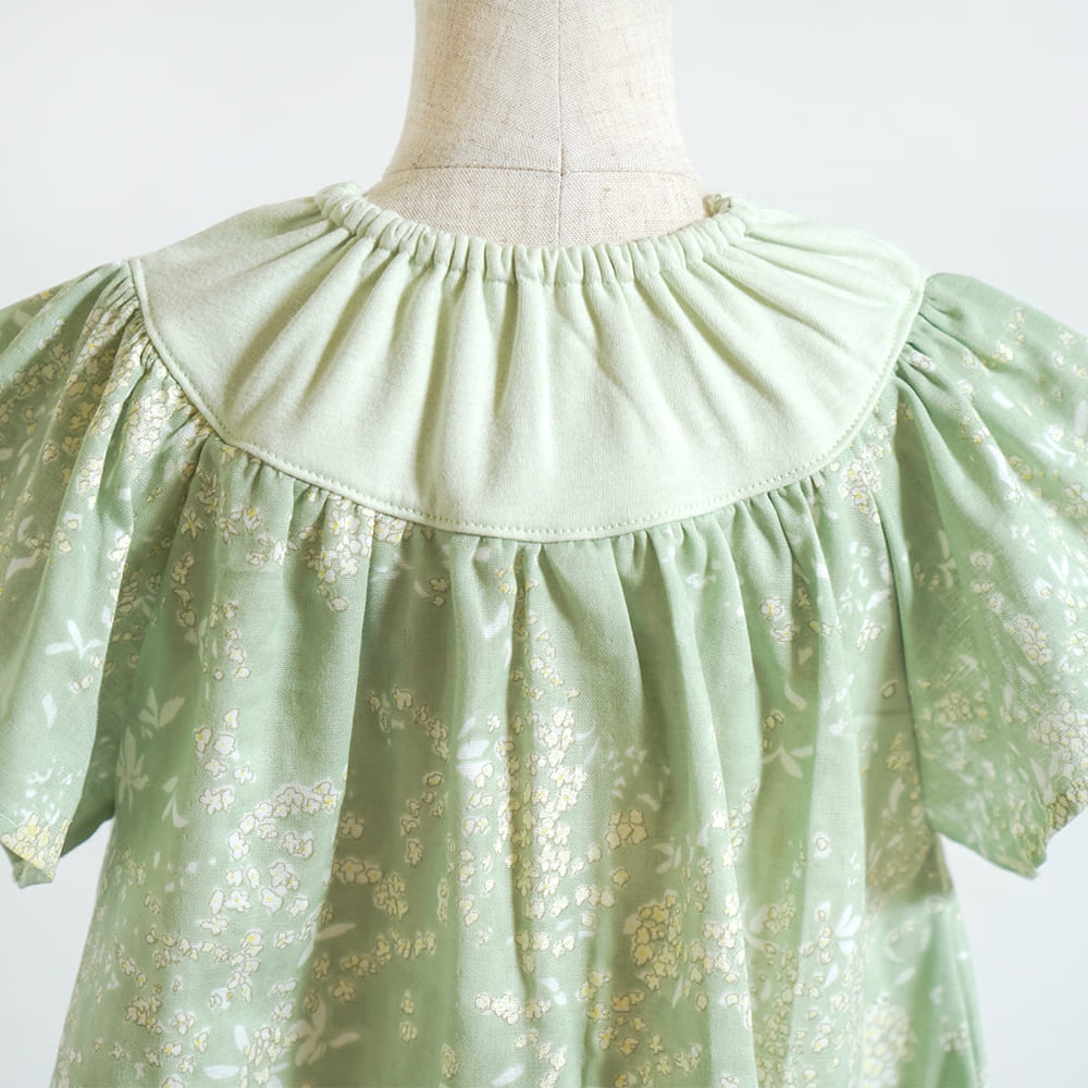 フレアスリーブワンピース グリーン 80・90・100cm