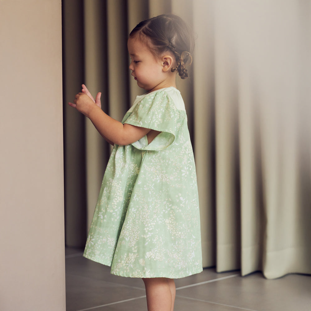 フレアスリーブワンピース グリーン 80・90・100cm