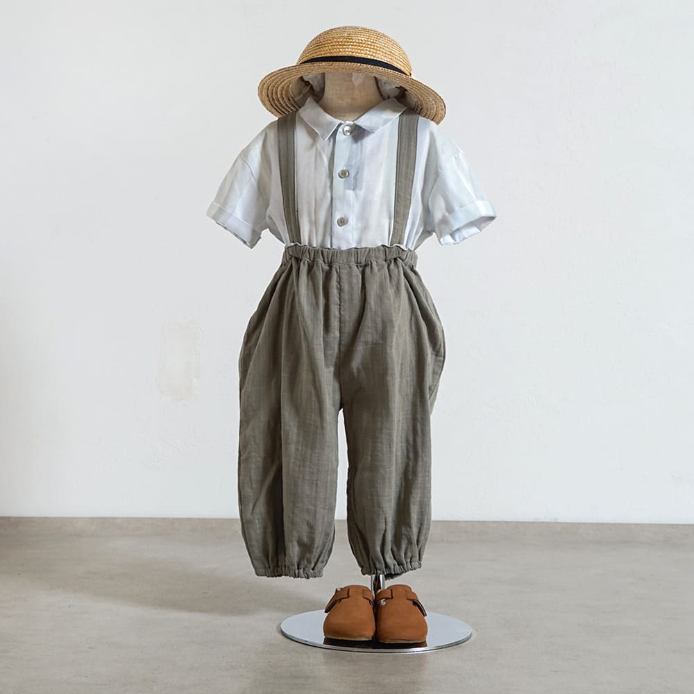 ガーゼ サロペット カーキ 80・90・100・110cm