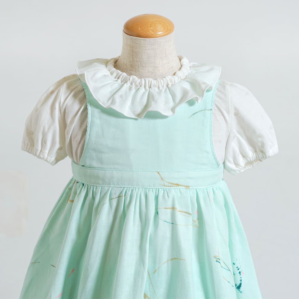 エプロンワンピース ライトグリーン 70-90・80-100cm