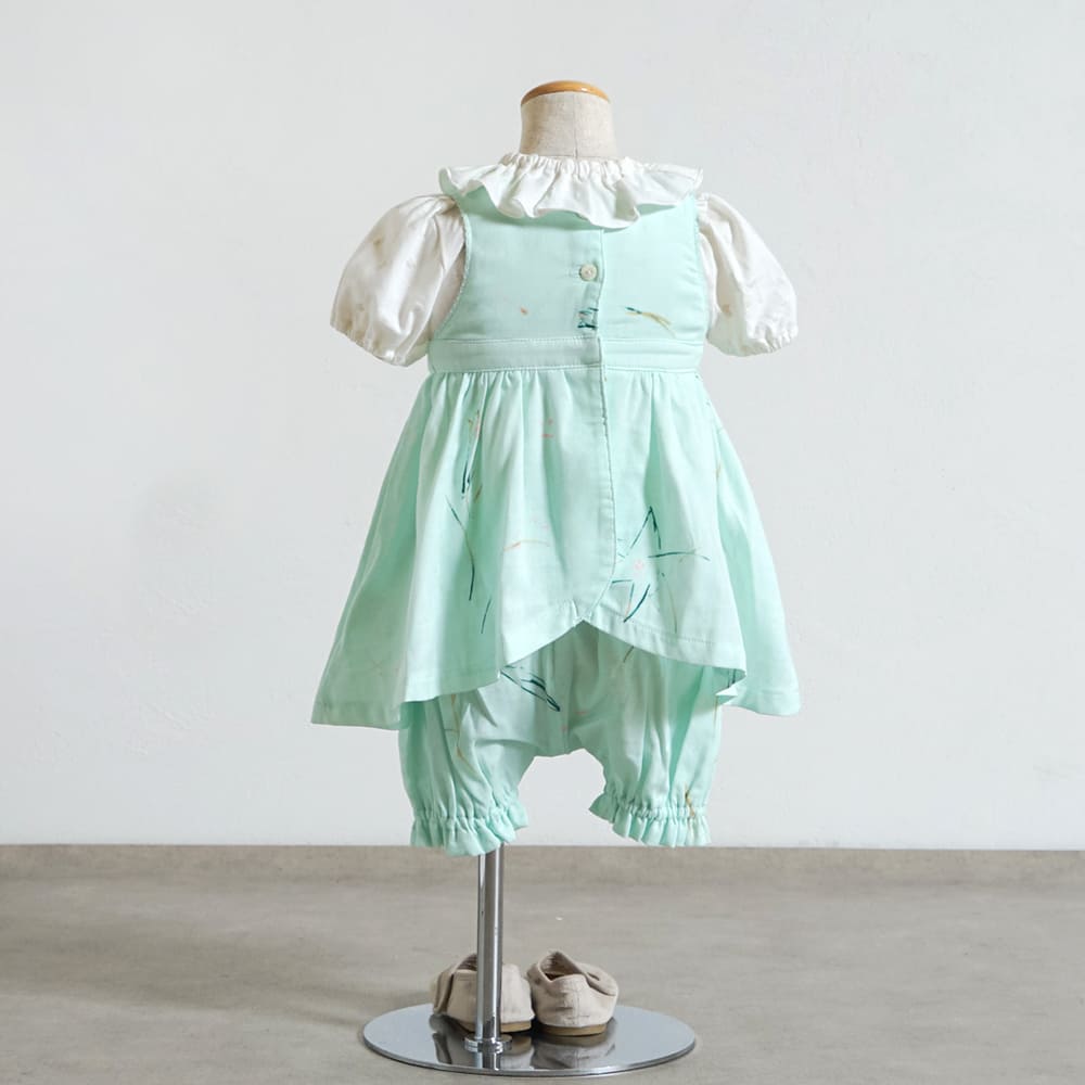 エプロンワンピース ライトグリーン 70-90・80-100cm